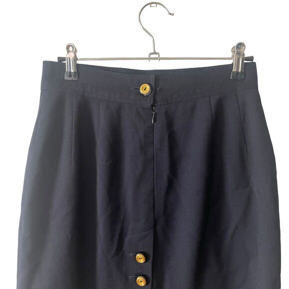 Gemma Kahng NY 4 Pencil Skirt Vintage Wool Blend Button Detail 90s VTG - Picture 11 of 12
